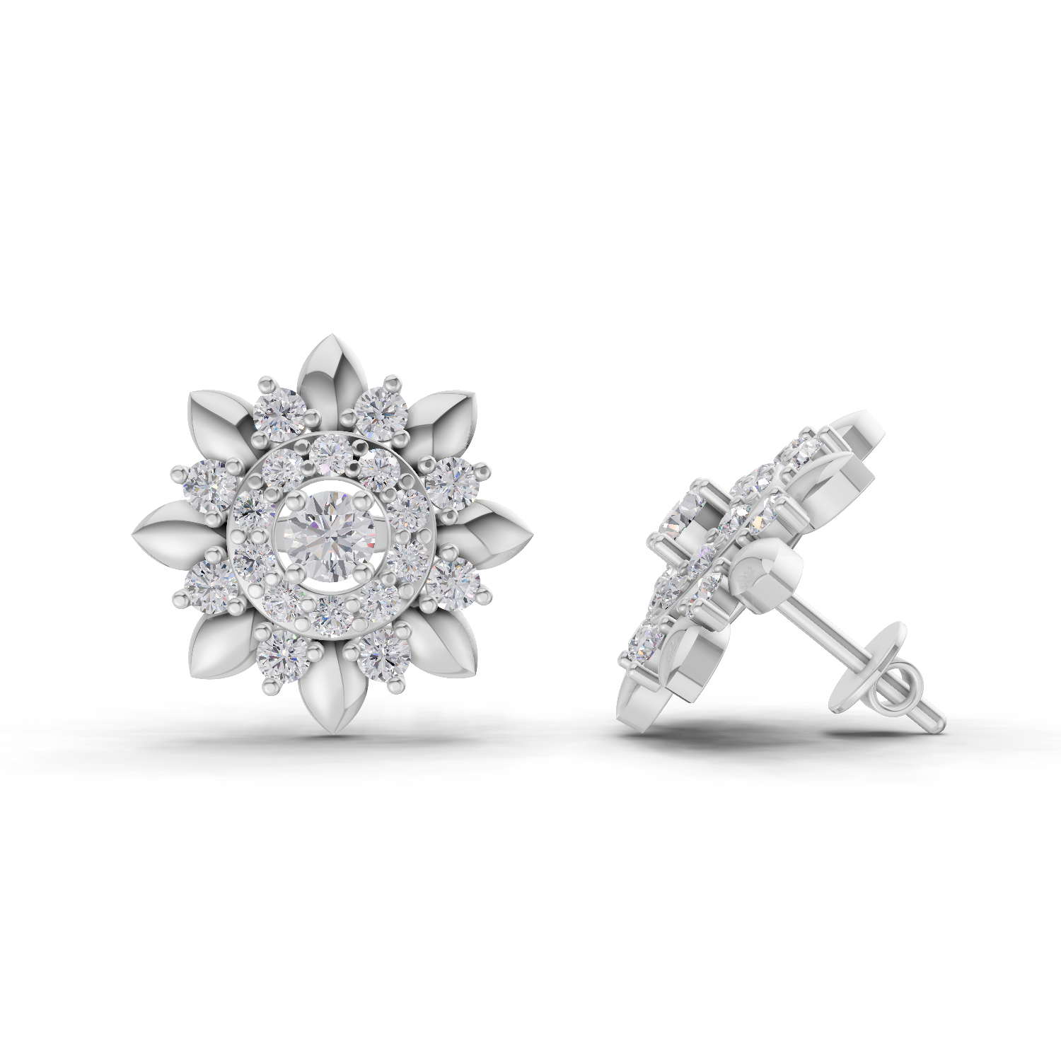 1.27 Carat Lotus Diamond Earrings 14K - White Gold