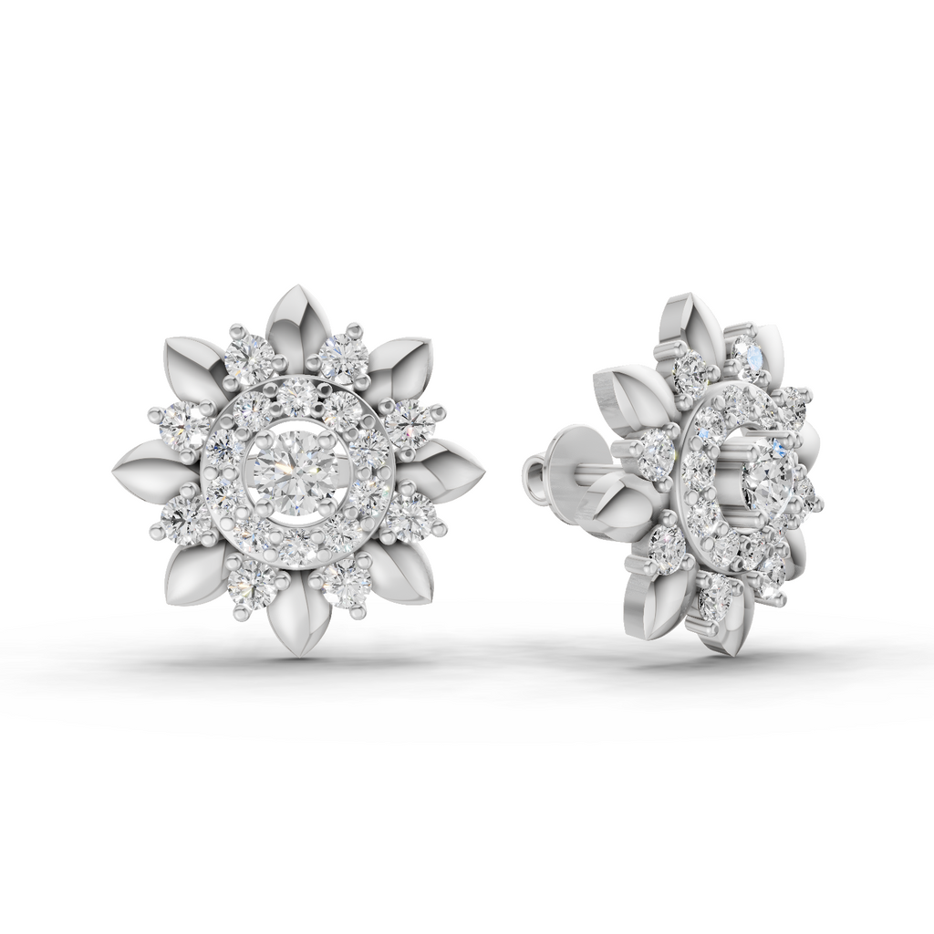 1.27 Carat Lotus Diamond Earrings 14K - White Gold