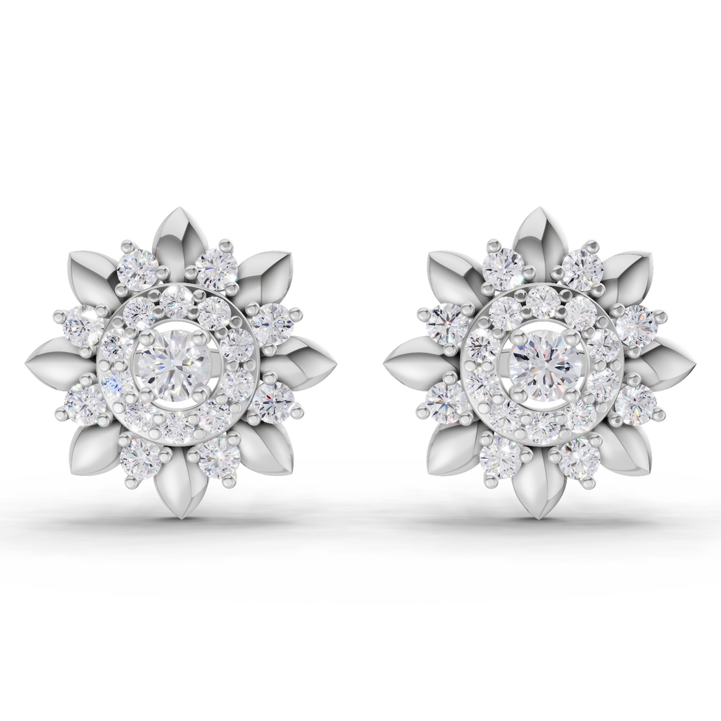 1.27 Carat Lotus Diamond Earrings 14K - White Gold