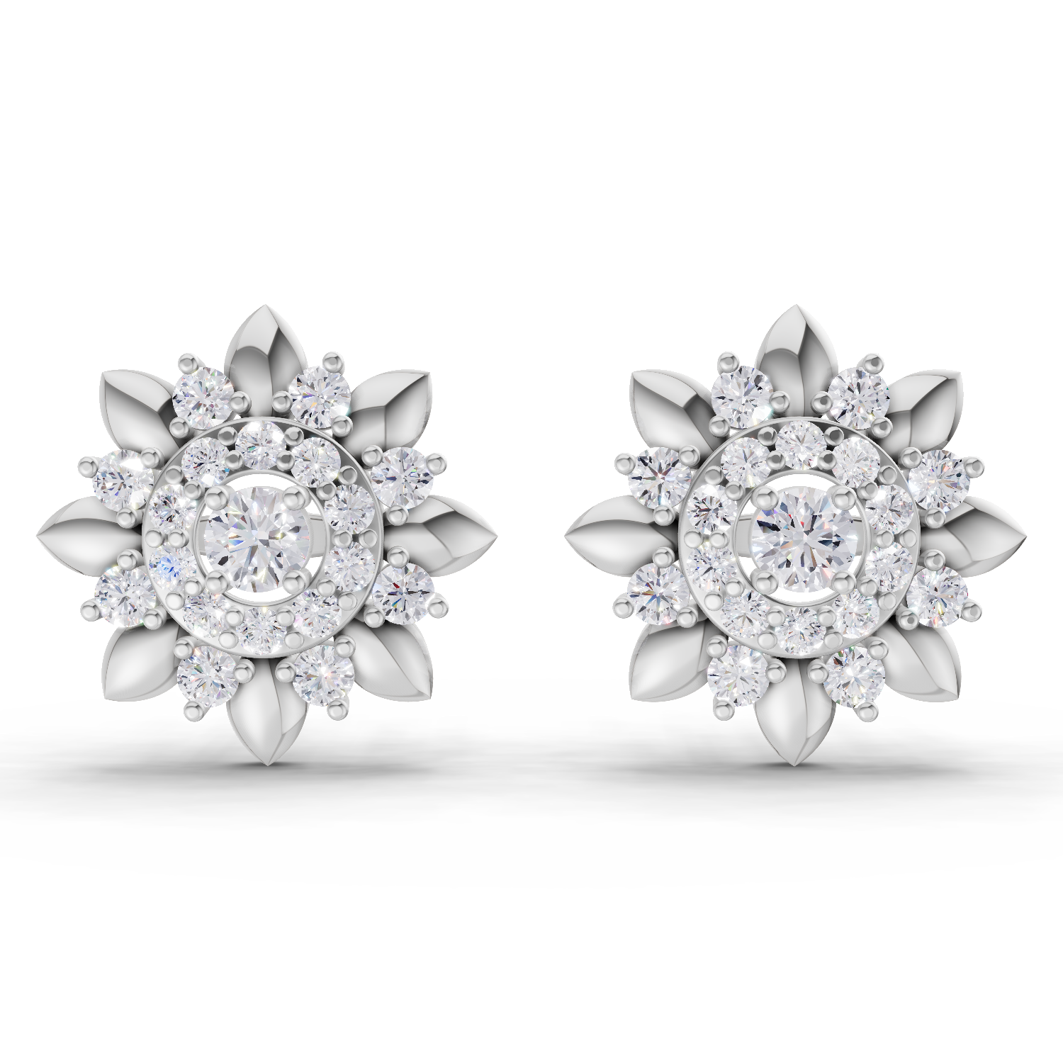 1.27 Carat Lotus Diamond Earrings 14K - White Gold