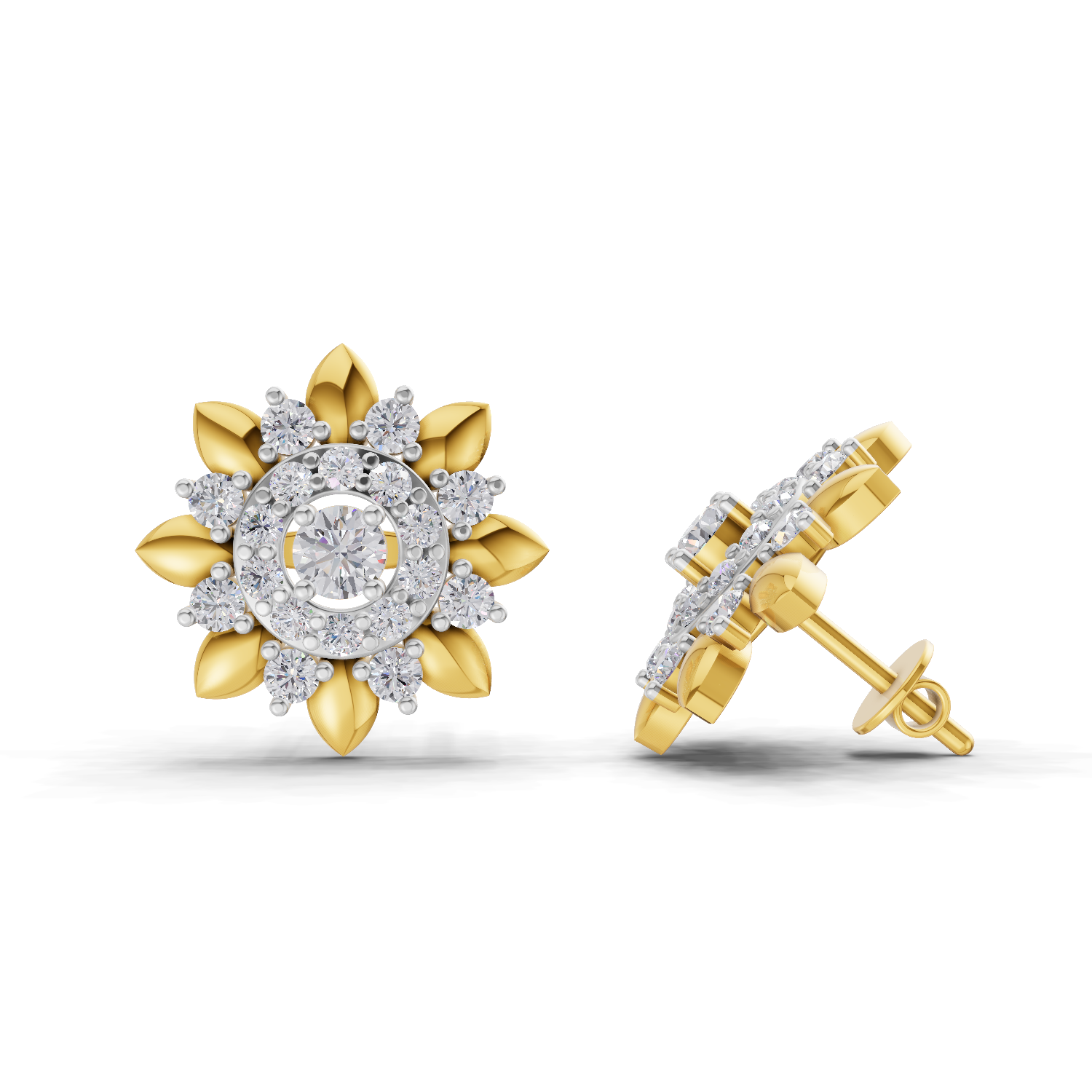 1.27 Carat Lotus Diamond Earrings 14K