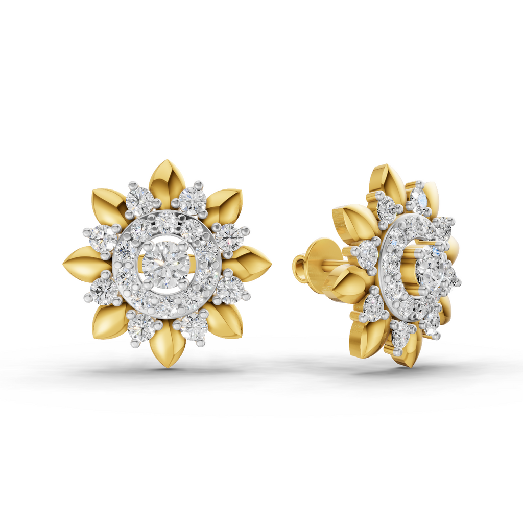 1.27 Carat Lotus Diamond Earrings 14K