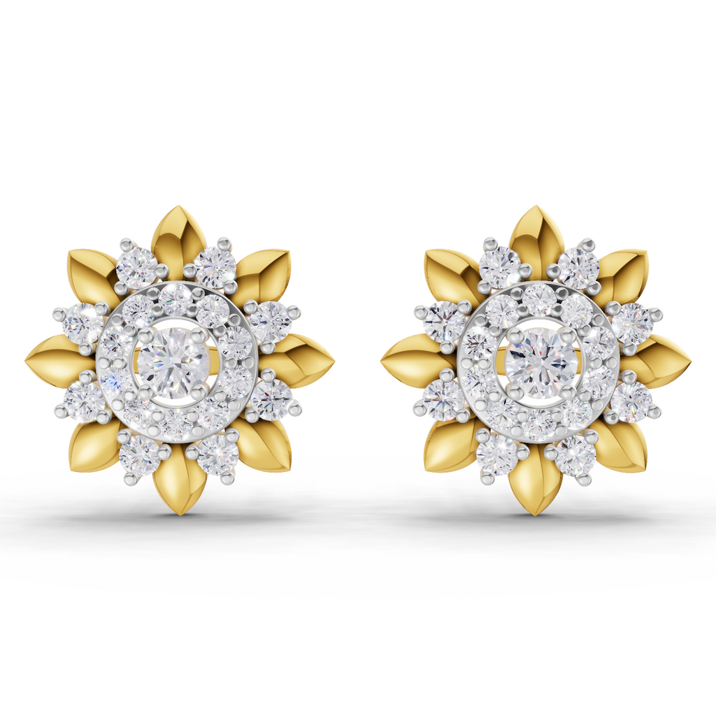 1.27 Carat Lotus Diamond Earrings 14K