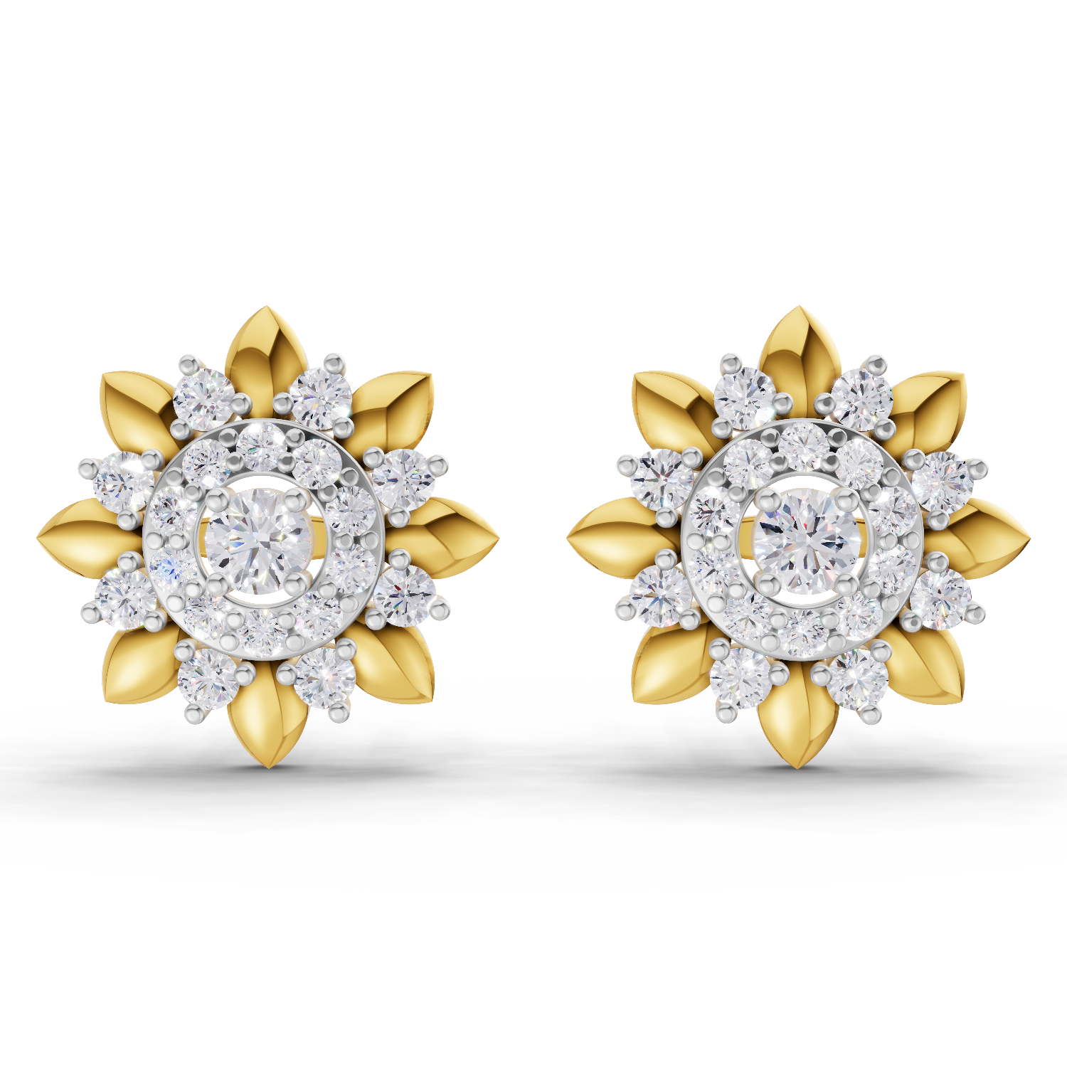 1.27 Carat Lotus Diamond Earrings 14K