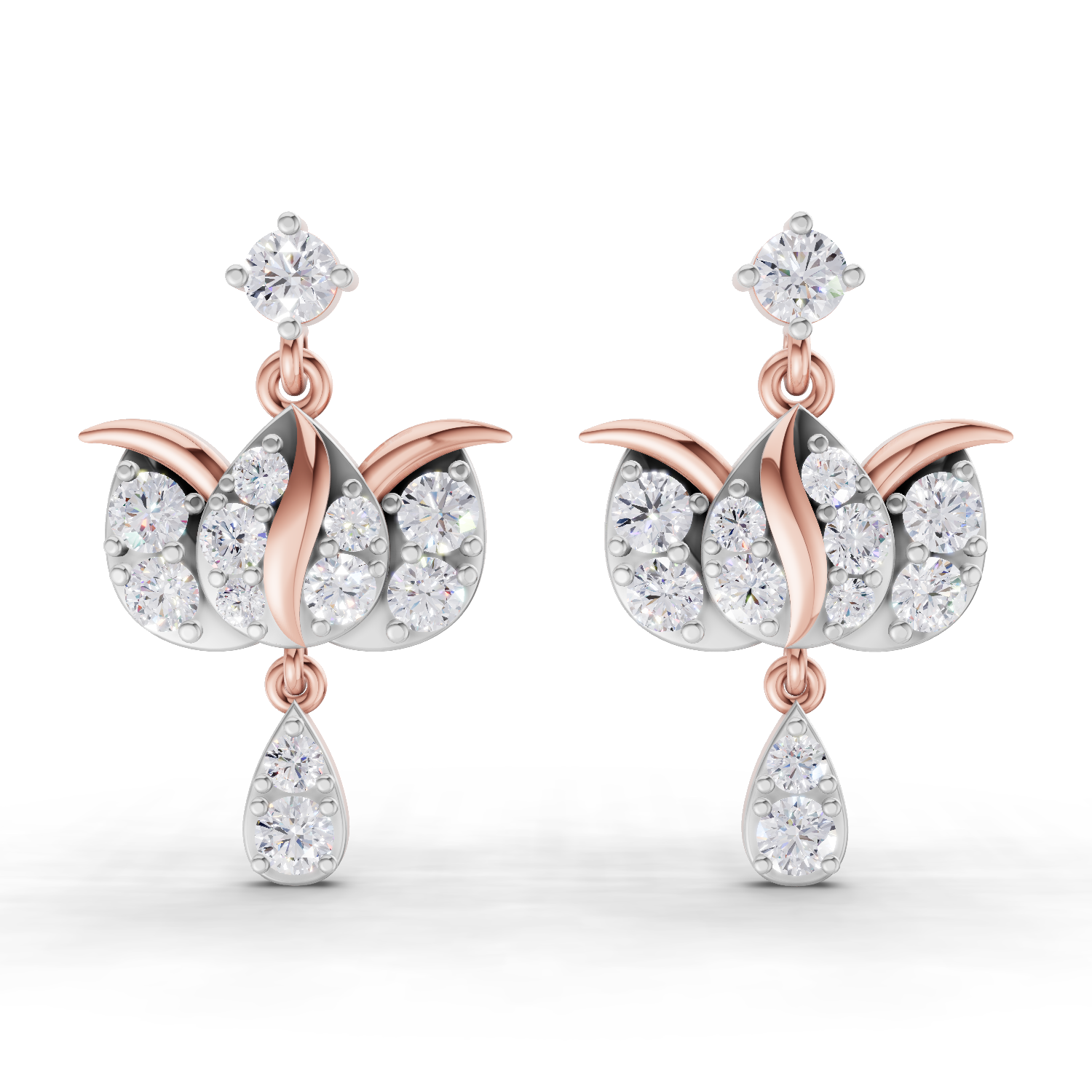 1.31 Carat Lotus Diamond Earrings 14K - Rose Gold