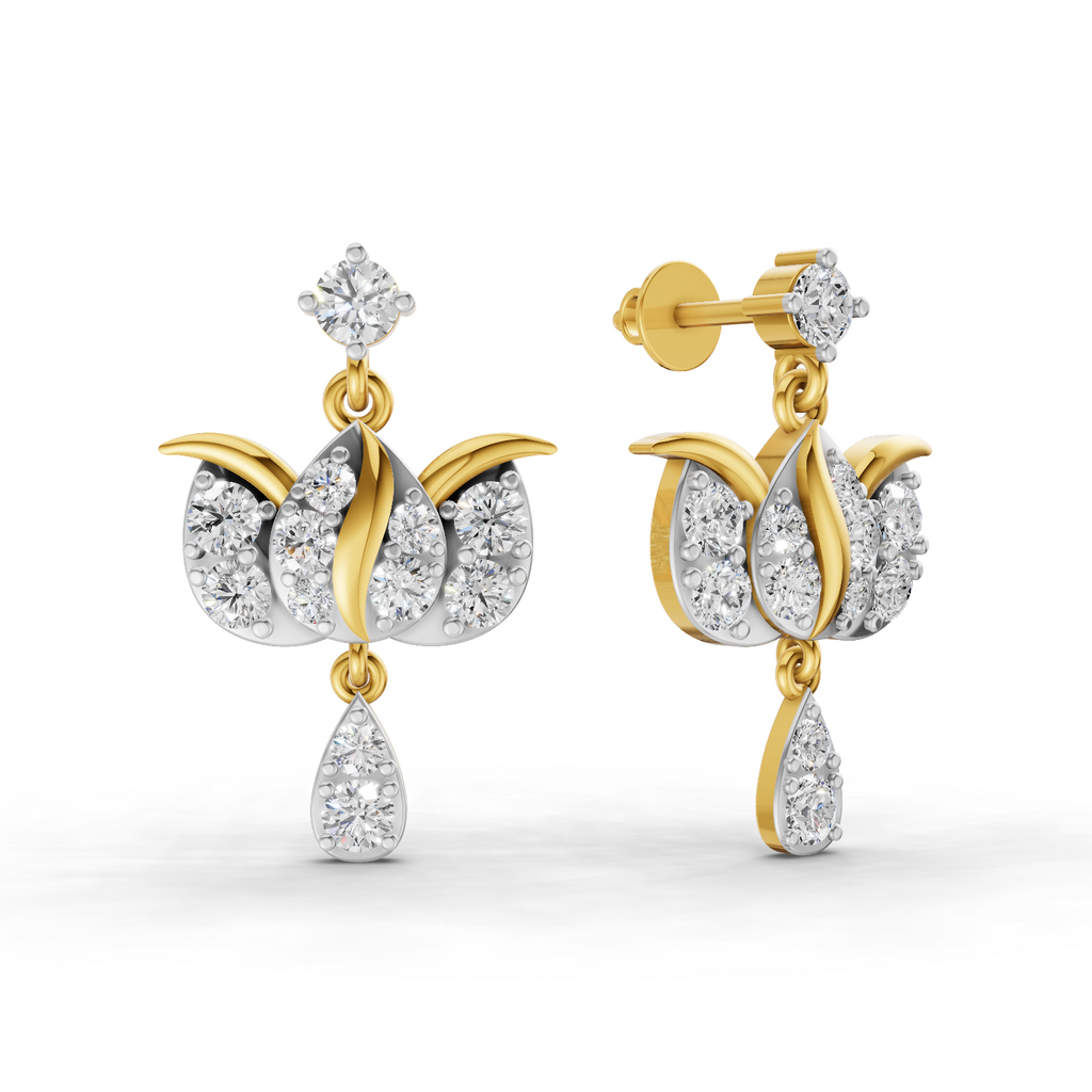 1.31 Carat Lotus Diamond Earrings 14K
