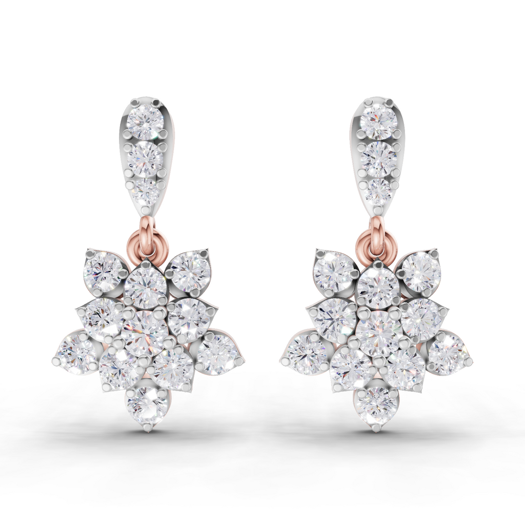 0.98 Carat Lotus Diamond Earrings 14K - Rose Gold