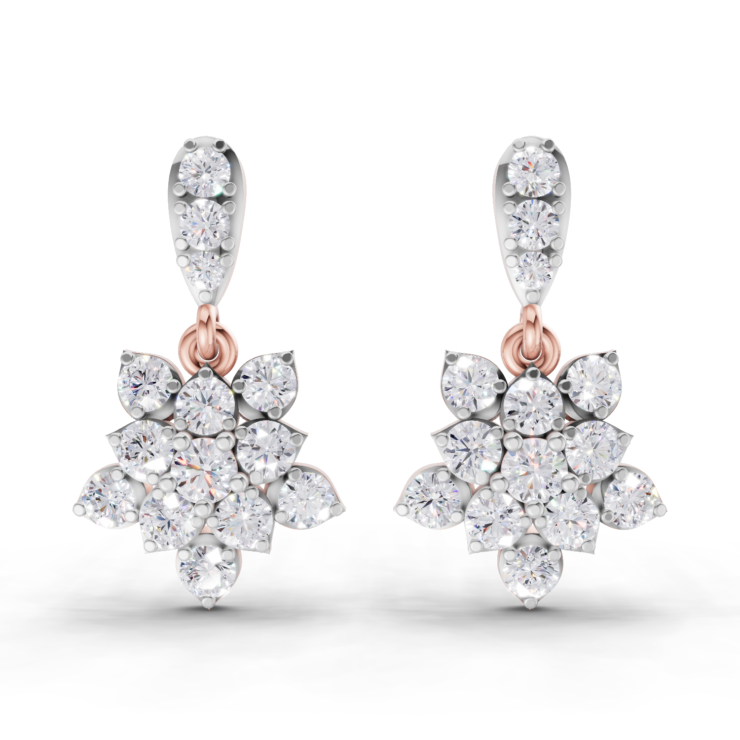 0.98 Carat Lotus Diamond Earrings 14K - Rose Gold