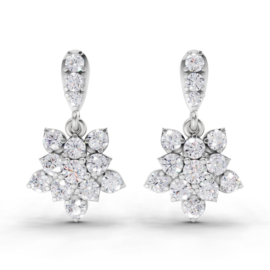 0.98 Carat Lotus Diamond Earrings 14K - White Gold