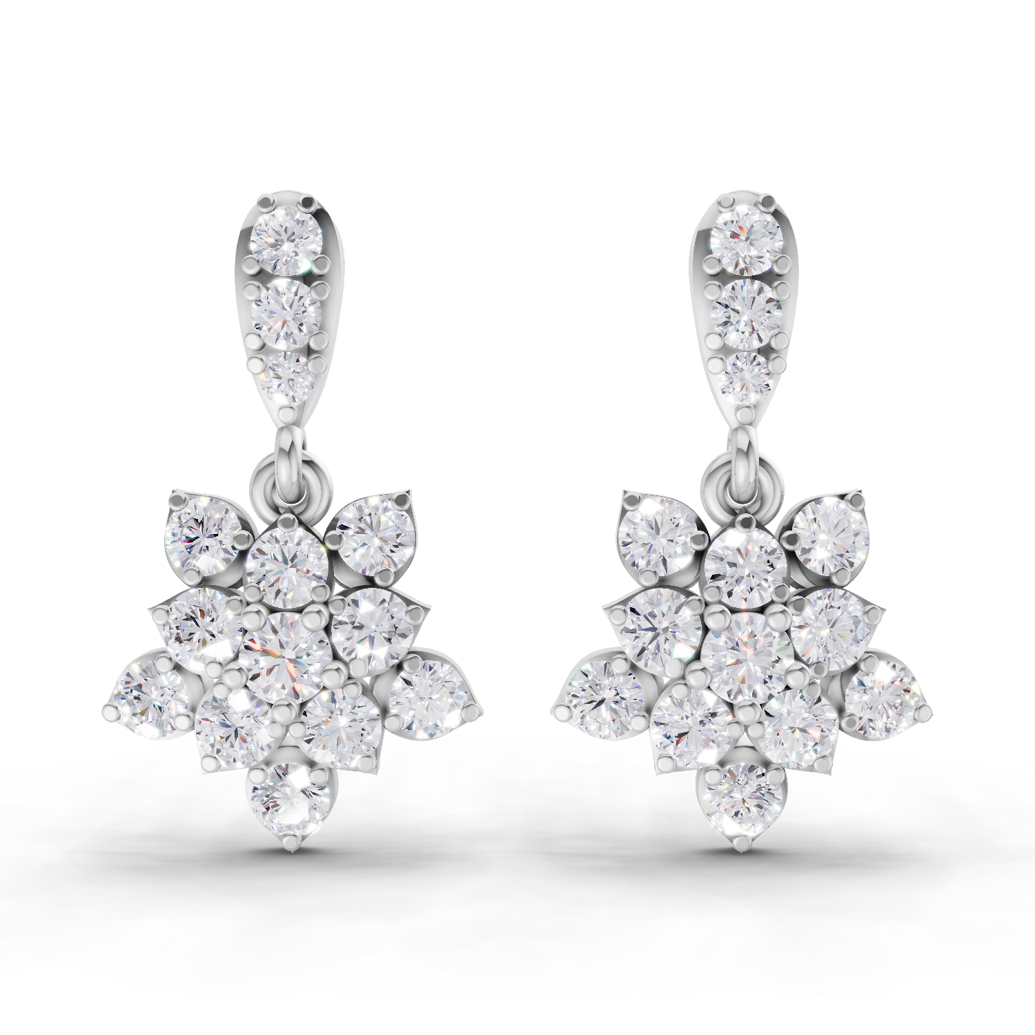 0.98 Carat Lotus Diamond Earrings 14K - White Gold