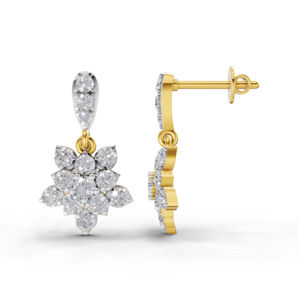 0.98 Carat Lotus Diamond Earrings 14K
