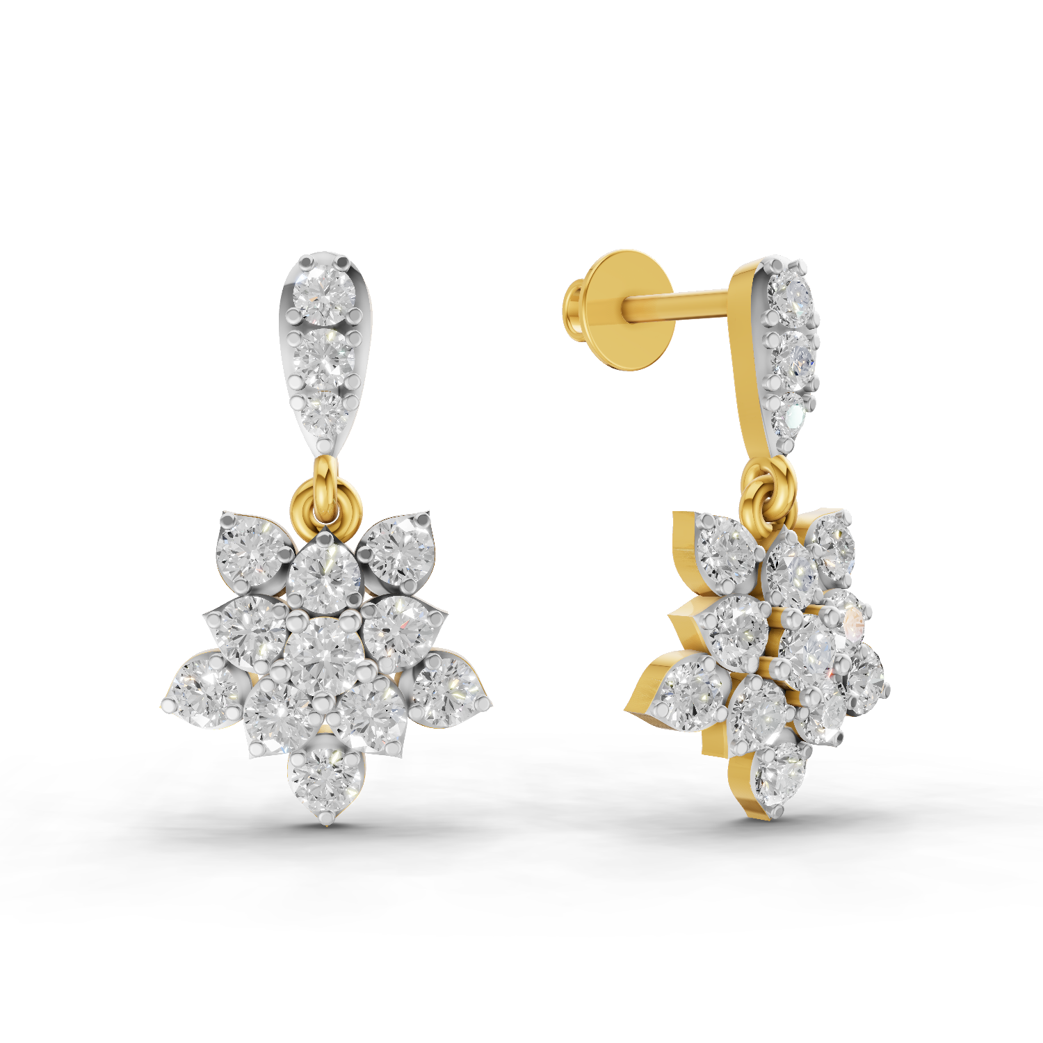 0.98 Carat Lotus Diamond Earrings 14K