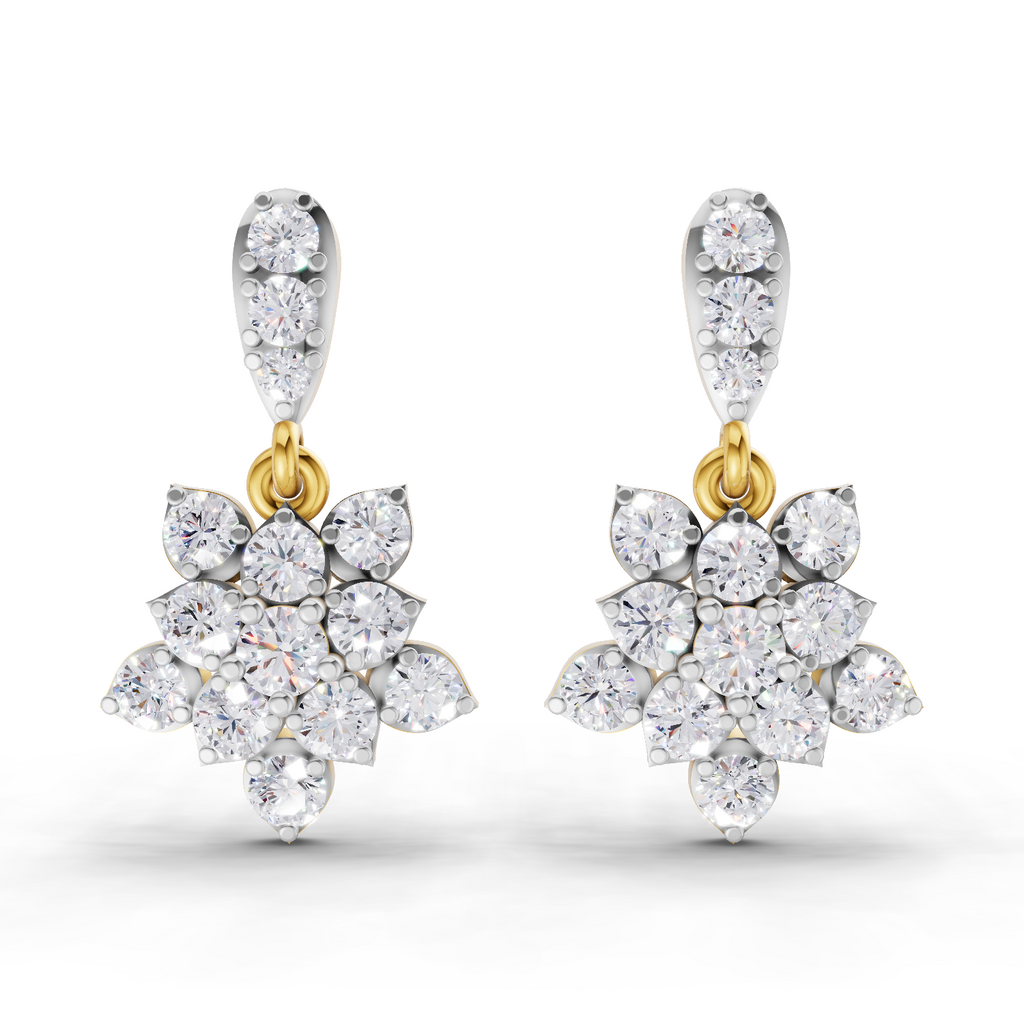 0.98 Carat Lotus Diamond Earrings 14K