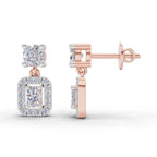 1.15 Carat Celeste Halo Drops Earrings 14K - Rose Gold