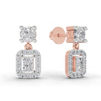 1.15 Carat Celeste Halo Drops Earrings 14K - Rose Gold