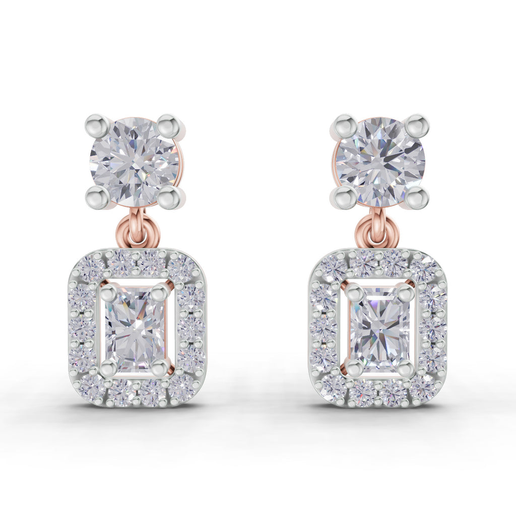 1.15 Carat Celeste Halo Drops Earrings 14K - Rose Gold
