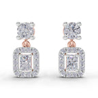 1.15 Carat Celeste Halo Drops Earrings 14K - Rose Gold