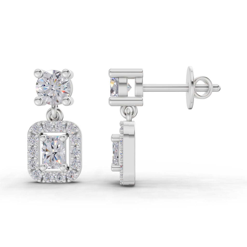 1.15 Carat Celeste Halo Drops Earrings 14K - White Gold