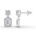 1.15 Carat Celeste Halo Drops Earrings 14K - White Gold