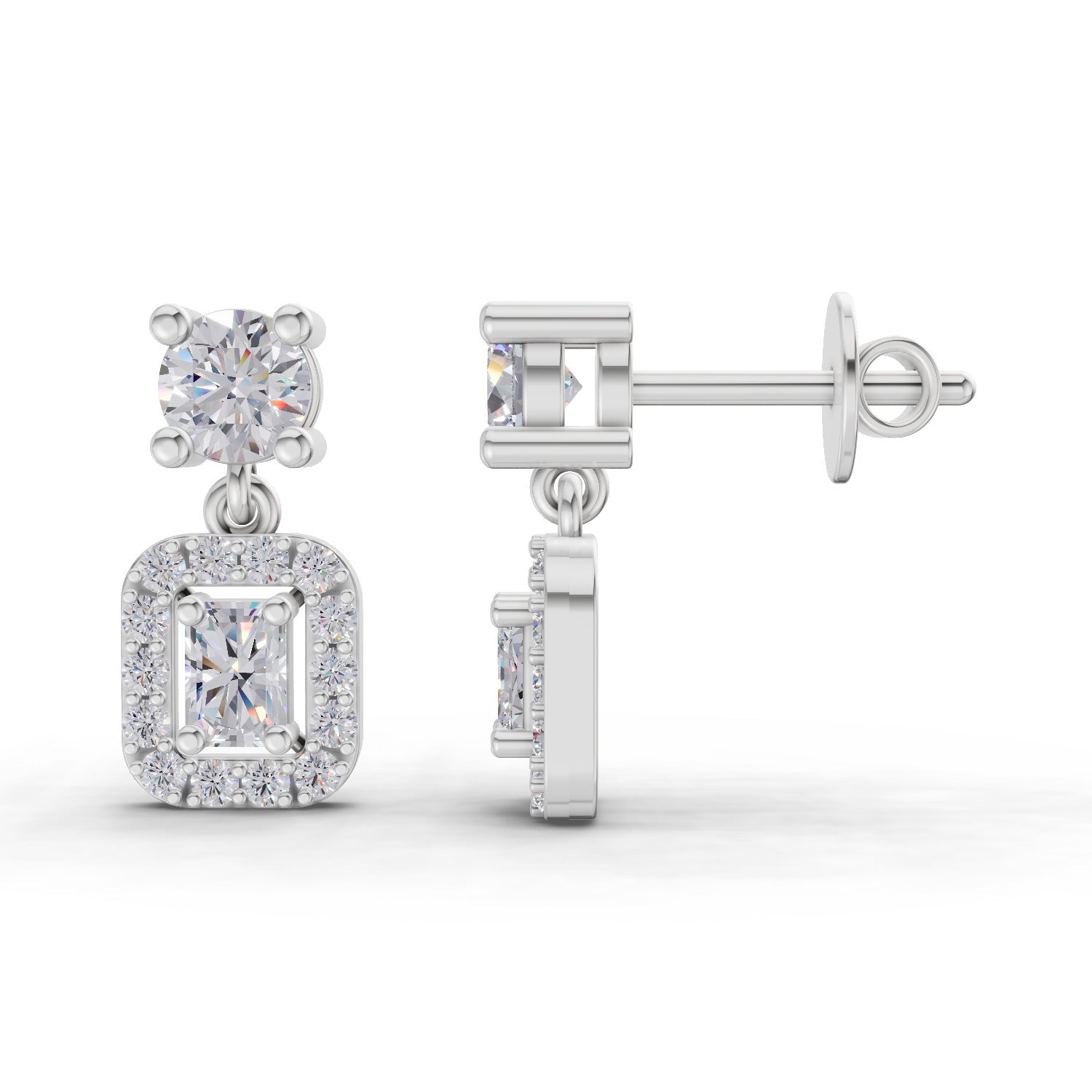 1.15 Carat Celeste Halo Drops Earrings 14K - White Gold