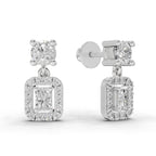 1.15 Carat Celeste Halo Drops Earrings 14K - White Gold