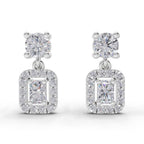 1.15 Carat Celeste Halo Drops Earrings 14K - White Gold