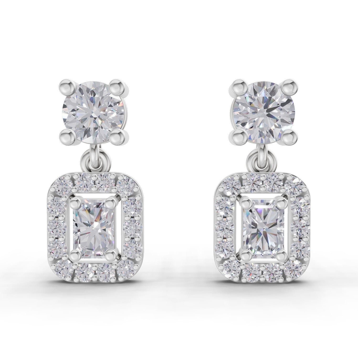 1.15 Carat Celeste Halo Drops Earrings 14K - White Gold