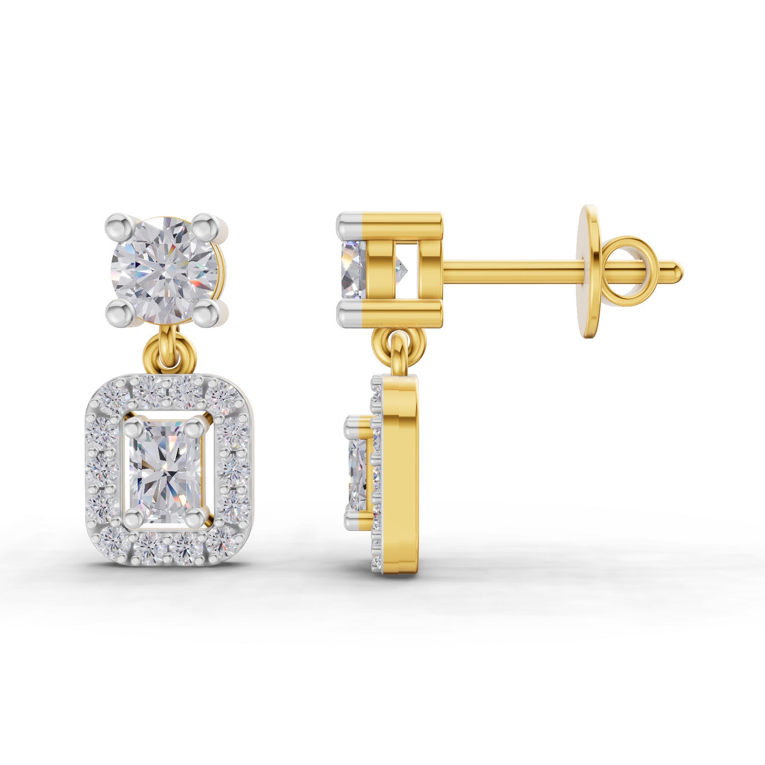 1.15 Carat Celeste Halo Drops Earrings 14K
