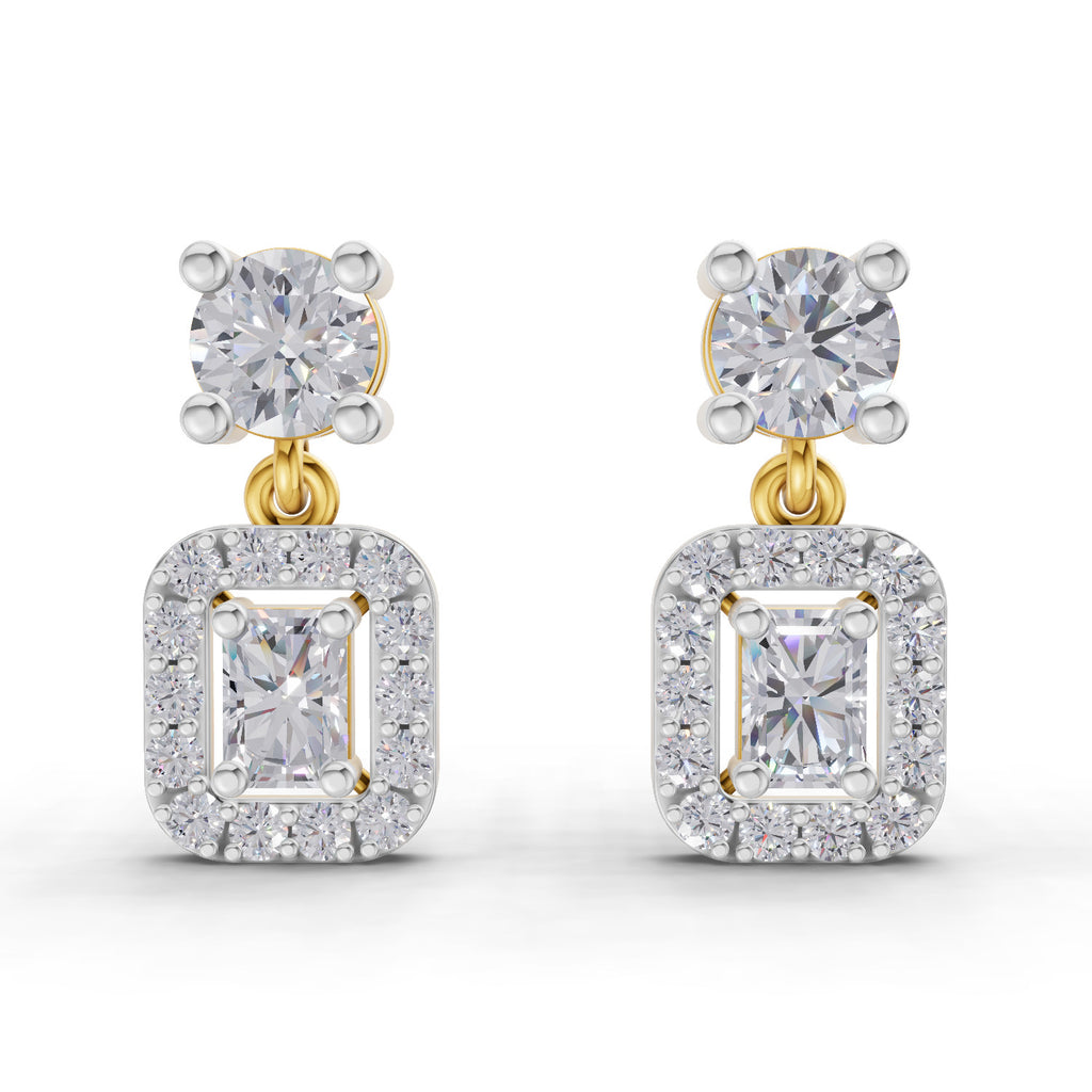 1.15 Carat Celeste Halo Drops Earrings 14K