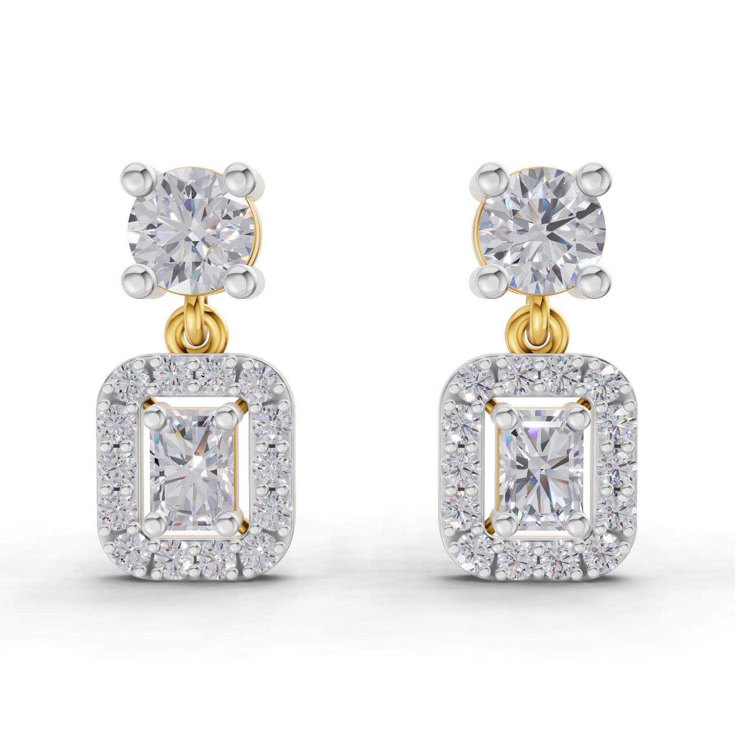 1.15 Carat Celeste Halo Drops Earrings 14K