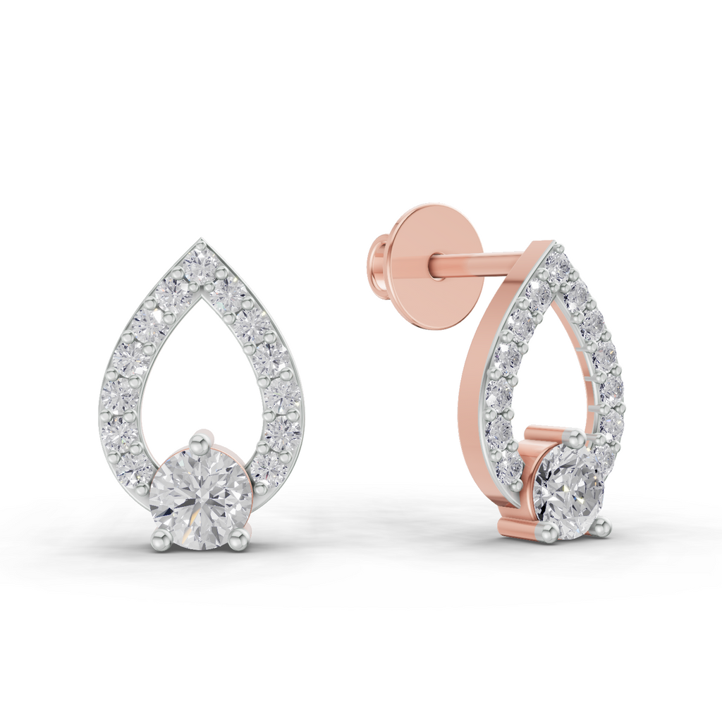 0.64 Carat Aurora Pear Studs Earrings 14K - Rose Gold