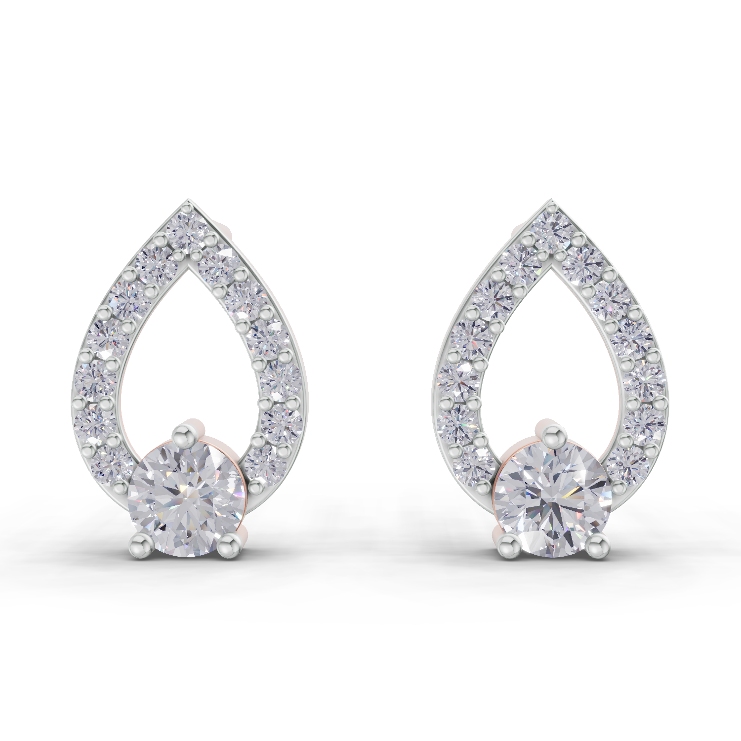 0.64 Carat Aurora Pear Studs Earrings 14K - Rose Gold