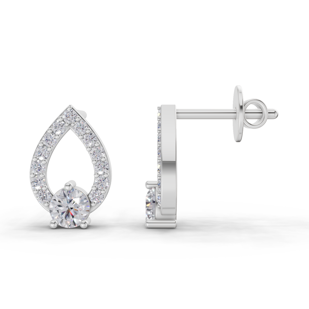 0.64 Carat Aurora Pear Studs Earrings 14K - White Gold