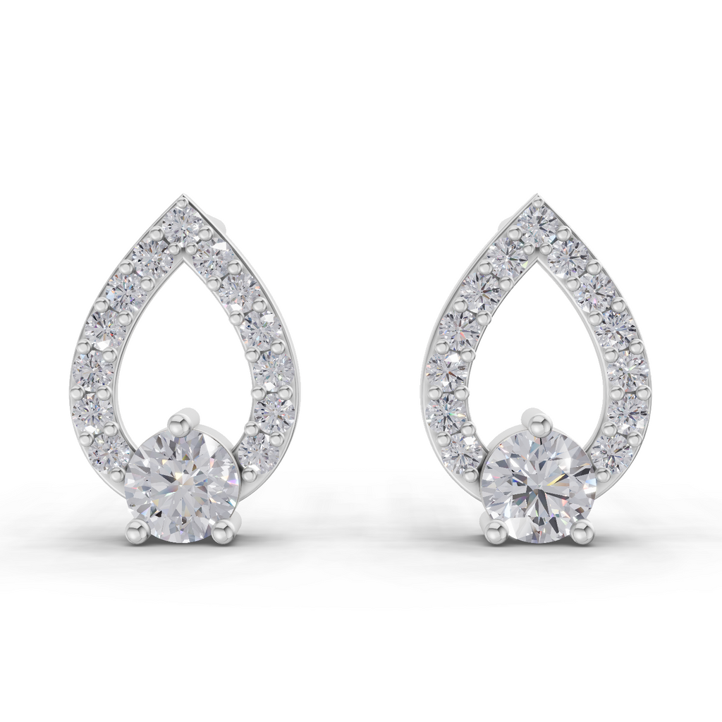 0.64 Carat Aurora Pear Studs Earrings 14K - White Gold
