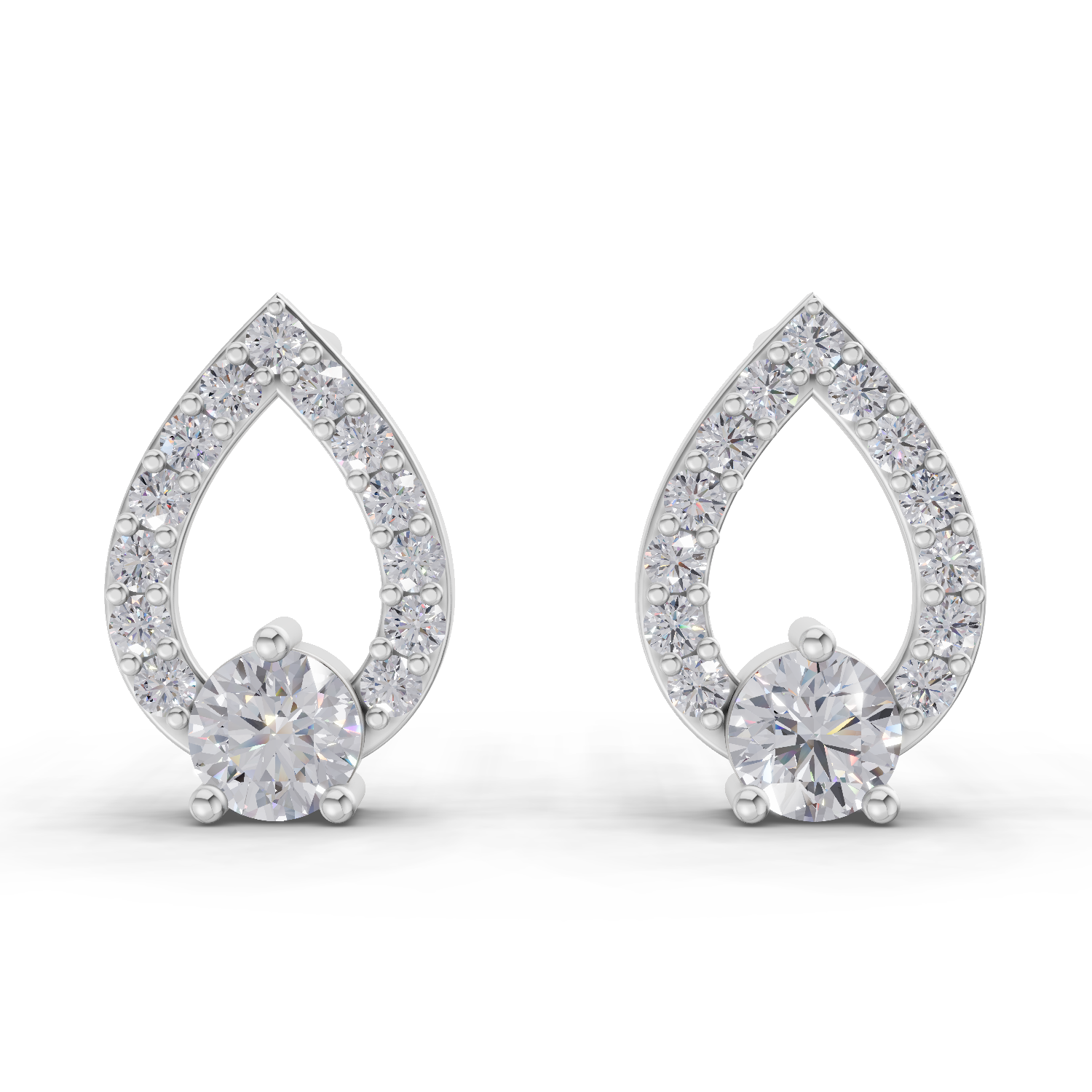 0.64 Carat Aurora Pear Studs Earrings 14K - White Gold