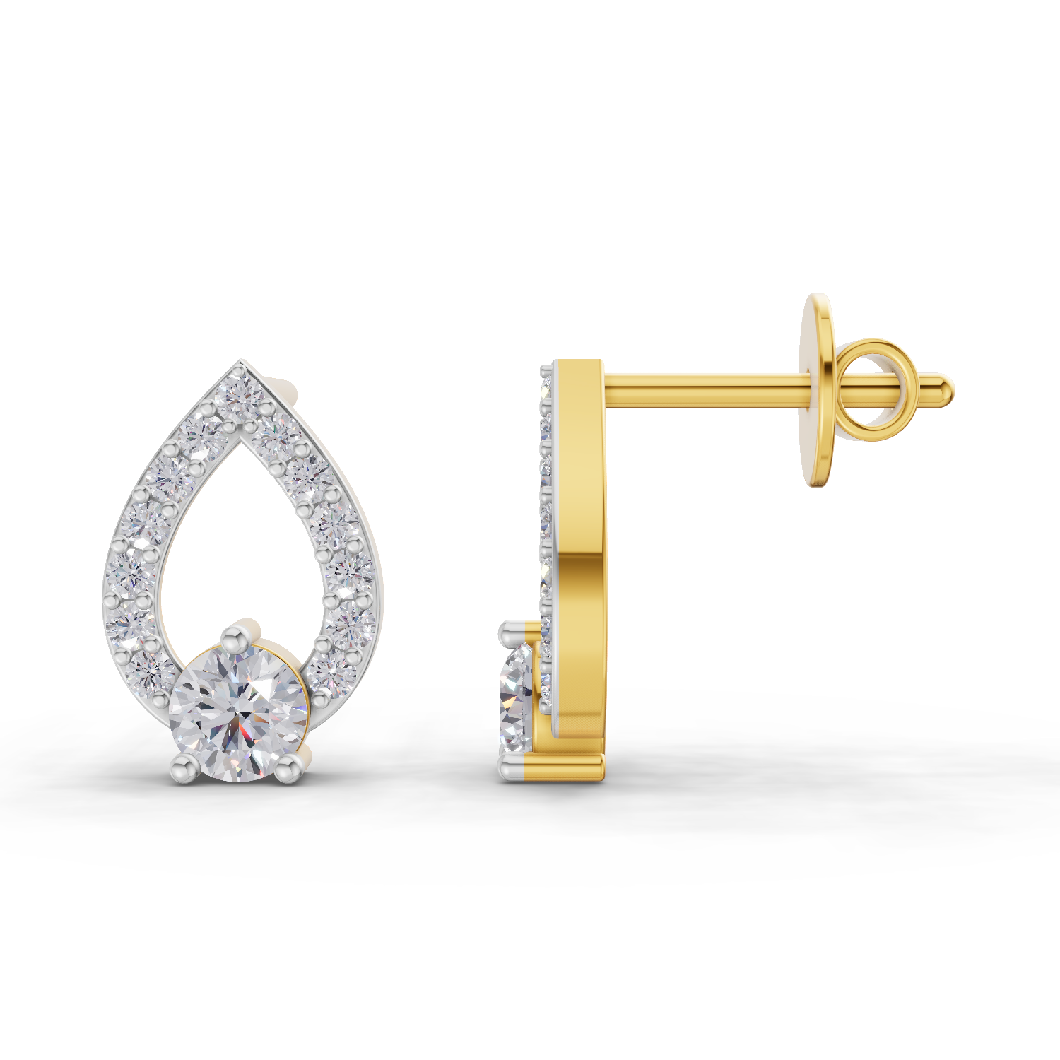 0.64 Carat Aurora Pear Studs Earrings 14K