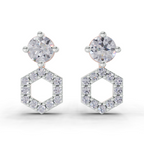 0.73 Carat Hexa Halo Studs Earrings 14K - Rose Gold