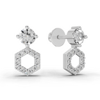 0.73 Carat Hexa Halo Studs Earrings 14K - White Gold