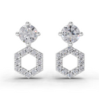 0.73 Carat Hexa Halo Studs Earrings 14K - White Gold