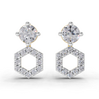0.73 Carat Hexa Halo Studs Earrings 14K