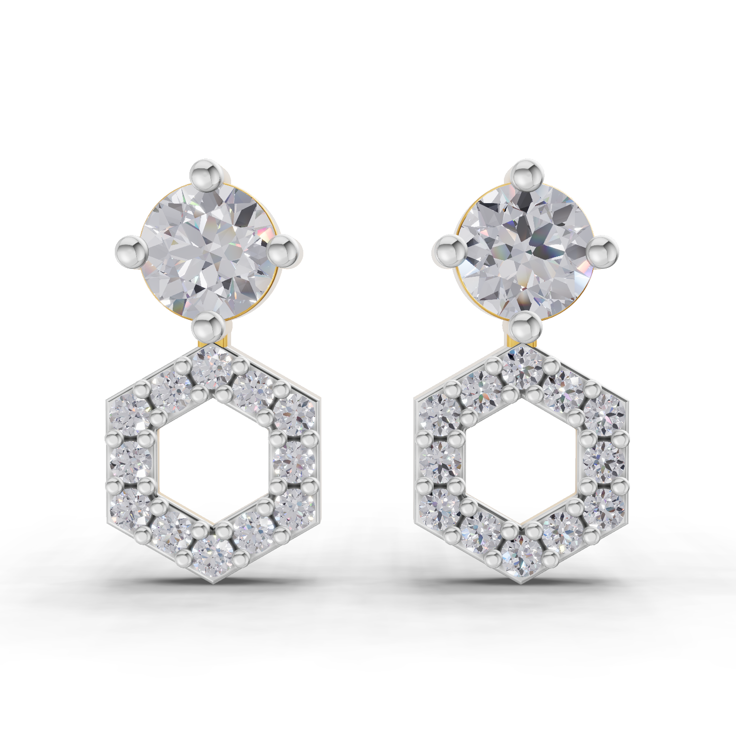 0.73 Carat Hexa Halo Studs Earrings 14K