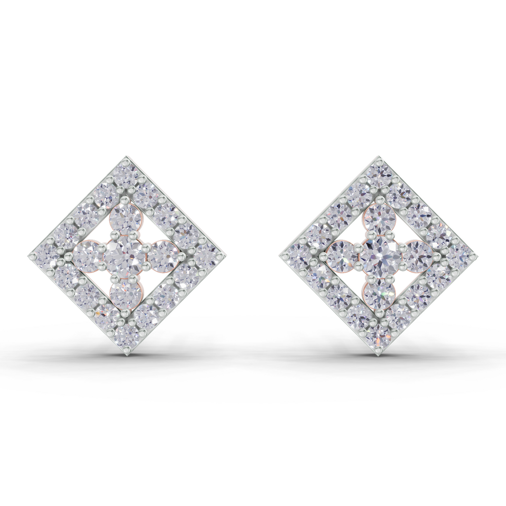 1.06 Carat Hexa Halo Studs Earrings 14K - Rose Gold