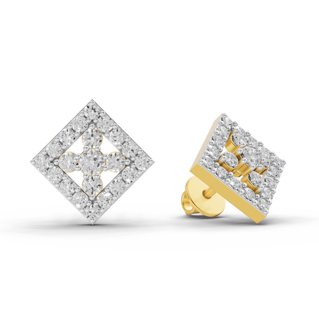 1.06 Carat Hexa Halo Studs Earrings 14K