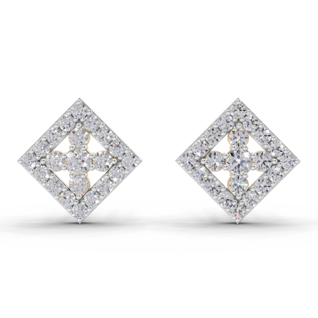 1.06 Carat Hexa Halo Studs Earrings 14K