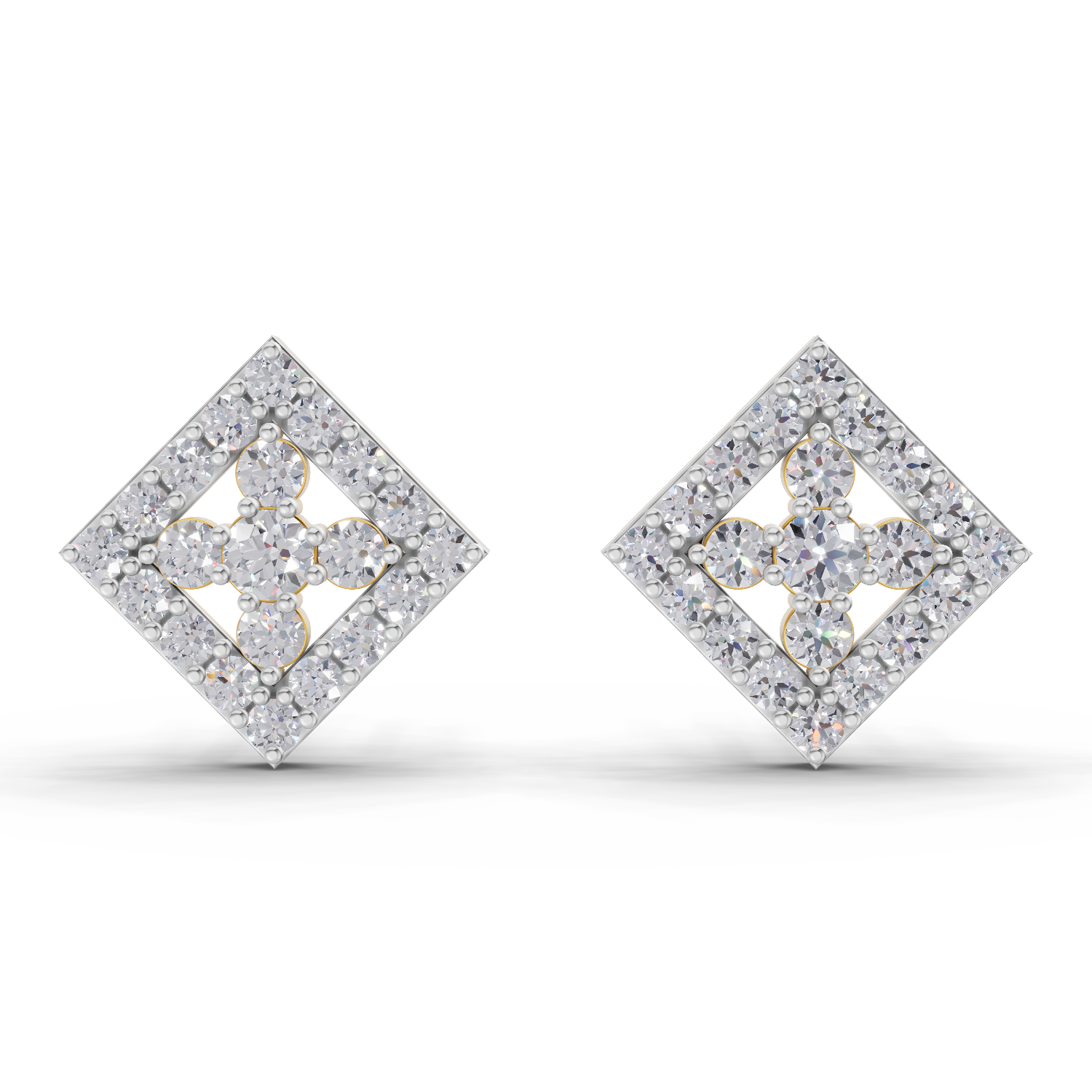 1.06 Carat Hexa Halo Studs Earrings 14K