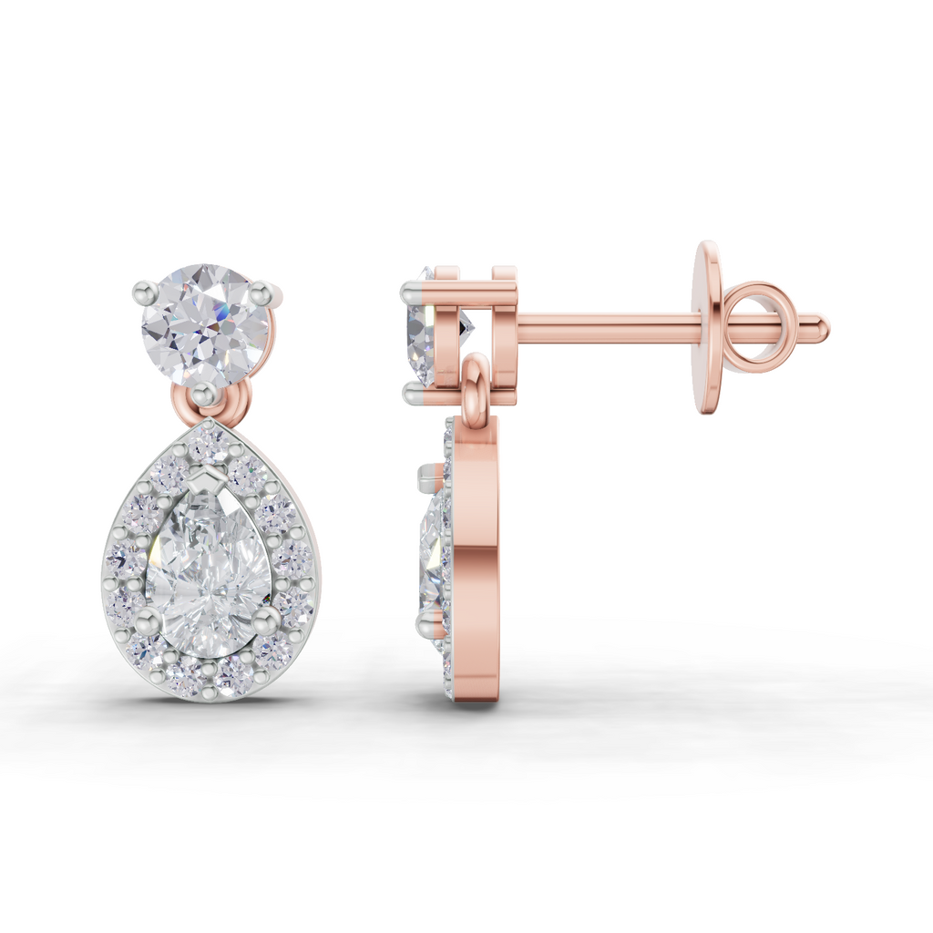 1.08 Carat Celeste Pear Halo Earrings 14K - Rose Gold
