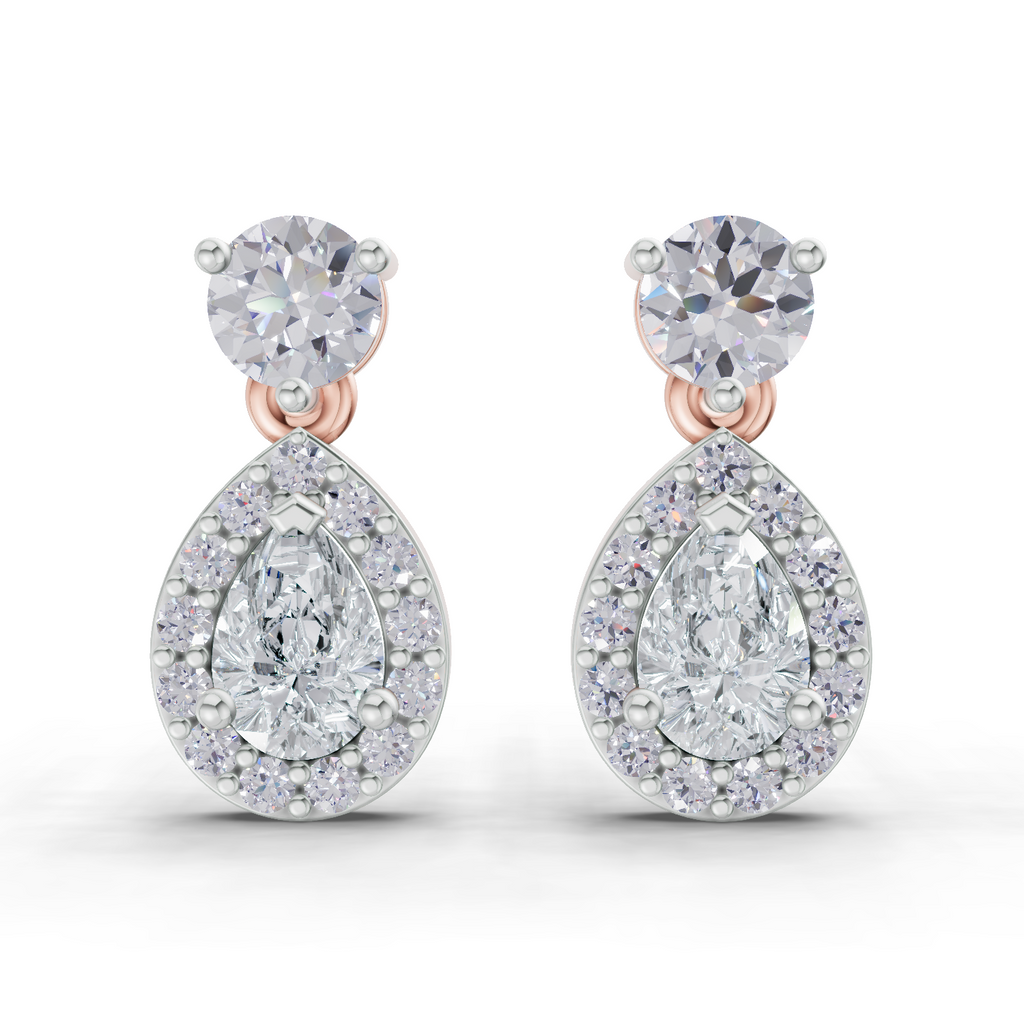 1.08 Carat Celeste Pear Halo Earrings 14K - Rose Gold