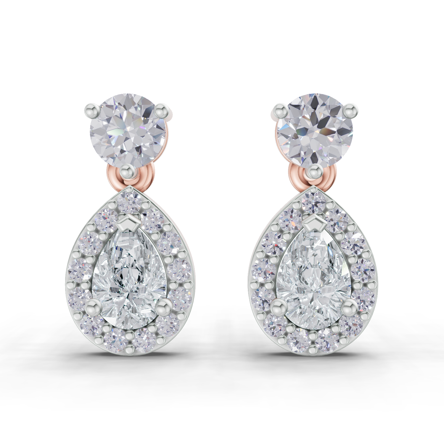 1.08 Carat Celeste Pear Halo Earrings 14K - Rose Gold