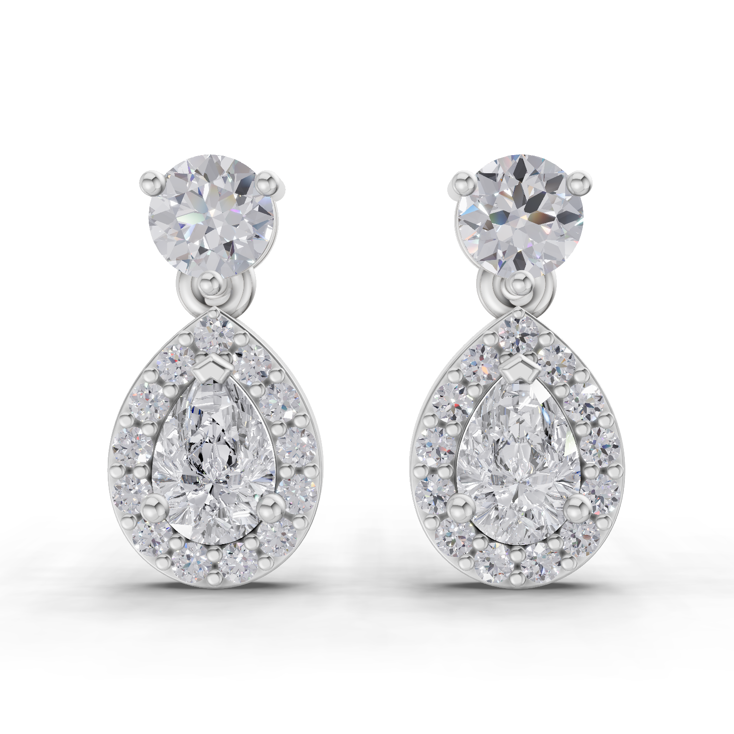 1.08 Carat Celeste Pear Halo Earrings 14K - White Gold
