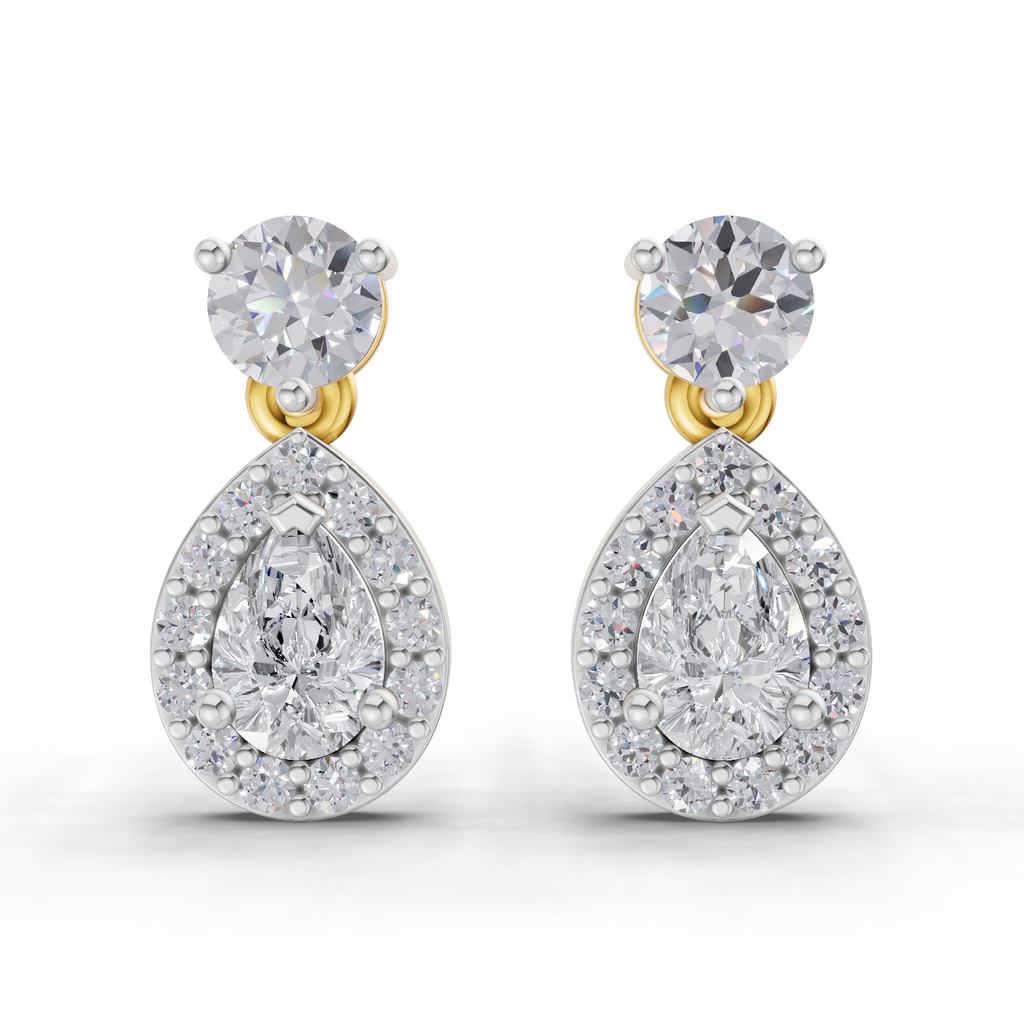 1.08 Carat Celeste Pear Halo Earrings 14K